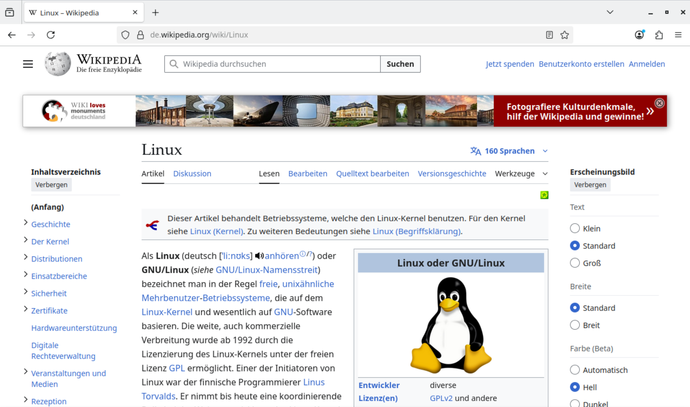 Startseite vom Browser Firefox