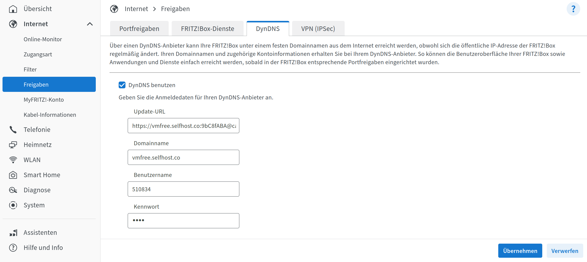Konfiguration von DynDNS in der FRITZBox