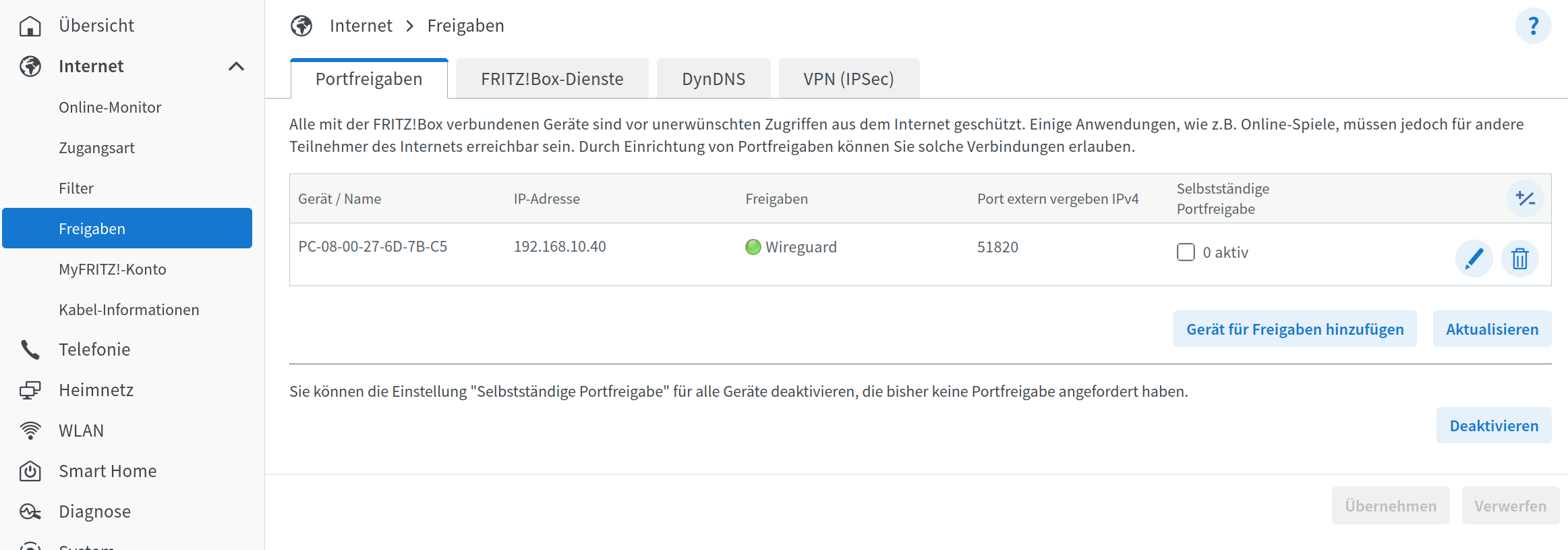 Konfiguration von DynDNS in der FRITZBox