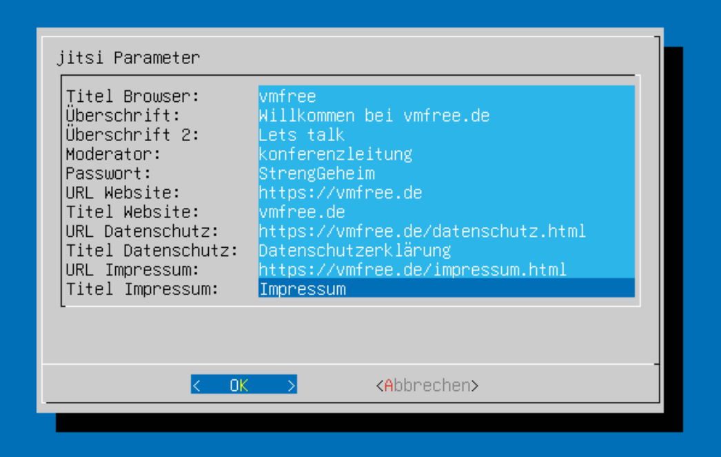 Befehle in der Linux-Konsole zur Installation von Jitsi
