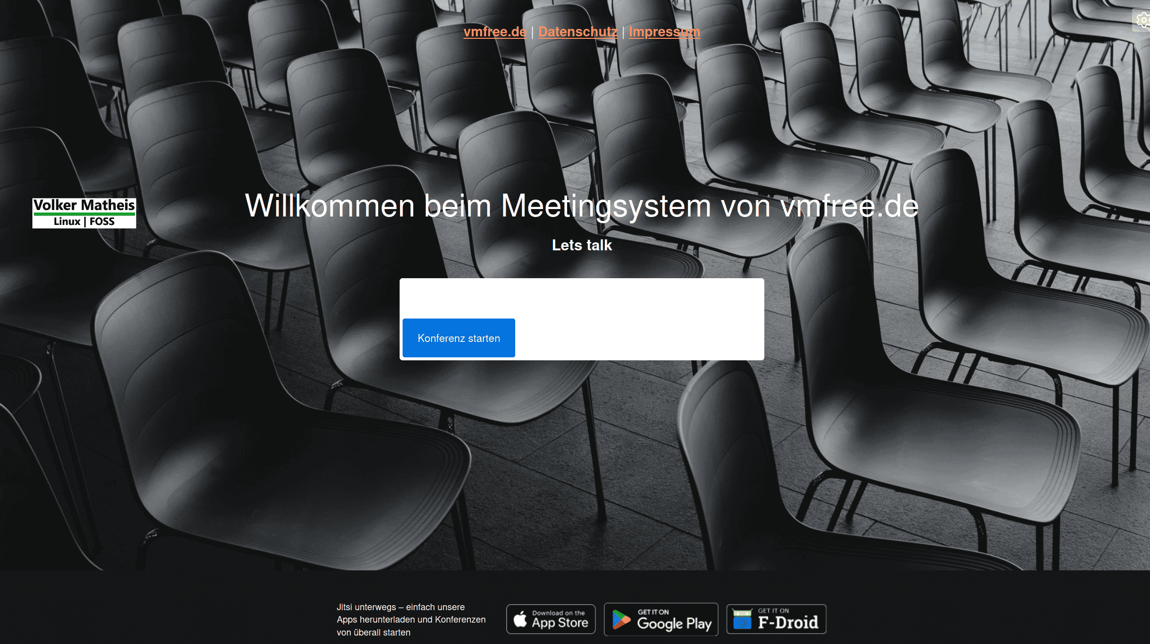 Startbildschirm von Jitsi