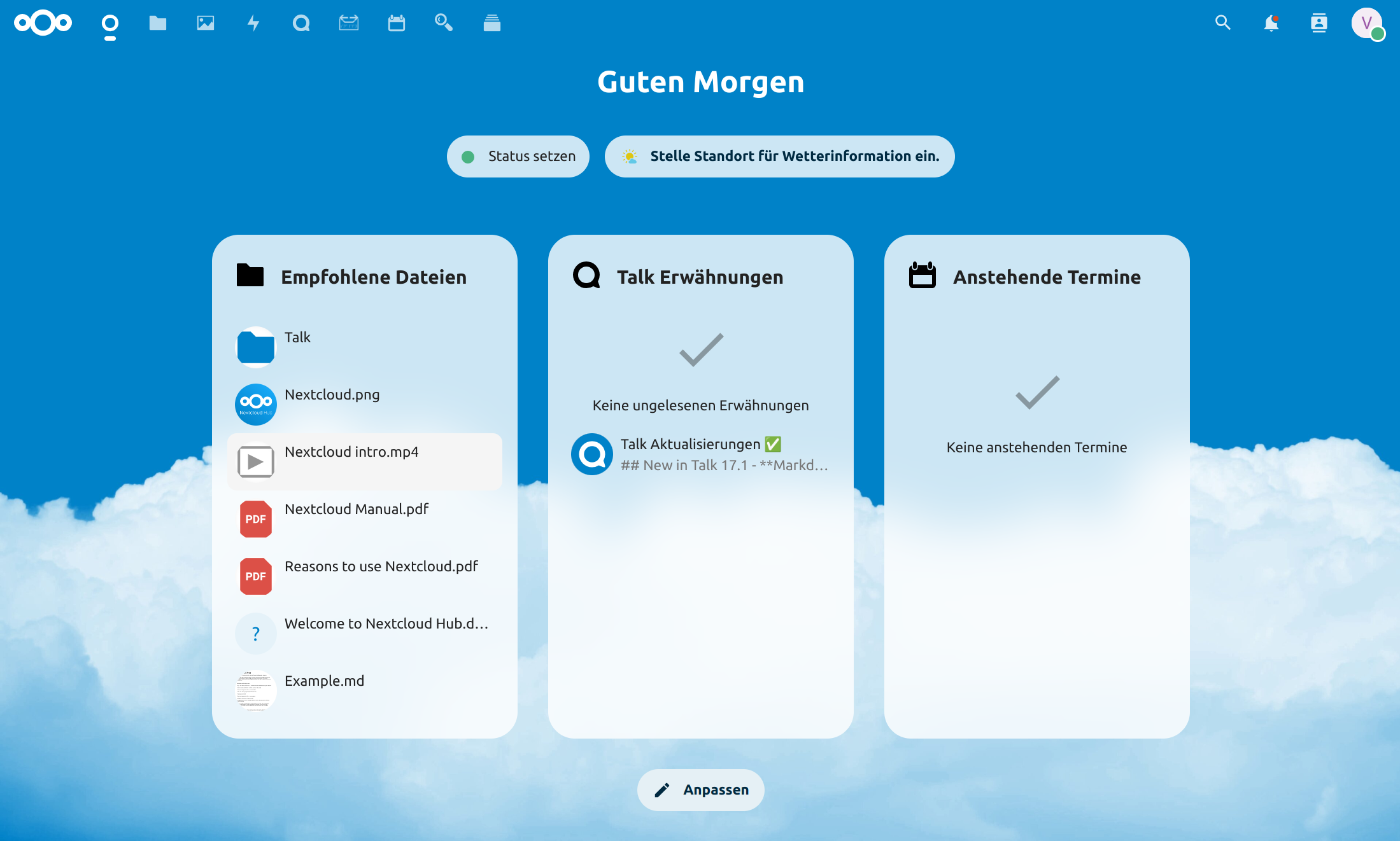 Hauptseite Nextcloud