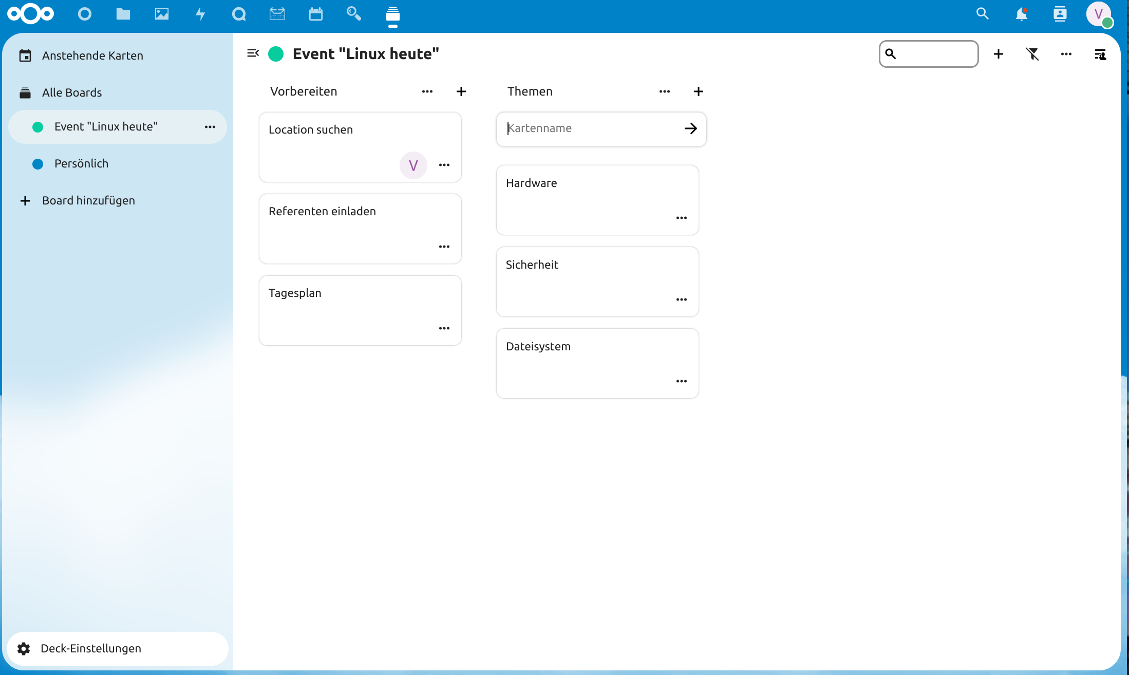 Projektverwaltung Nextcloud
