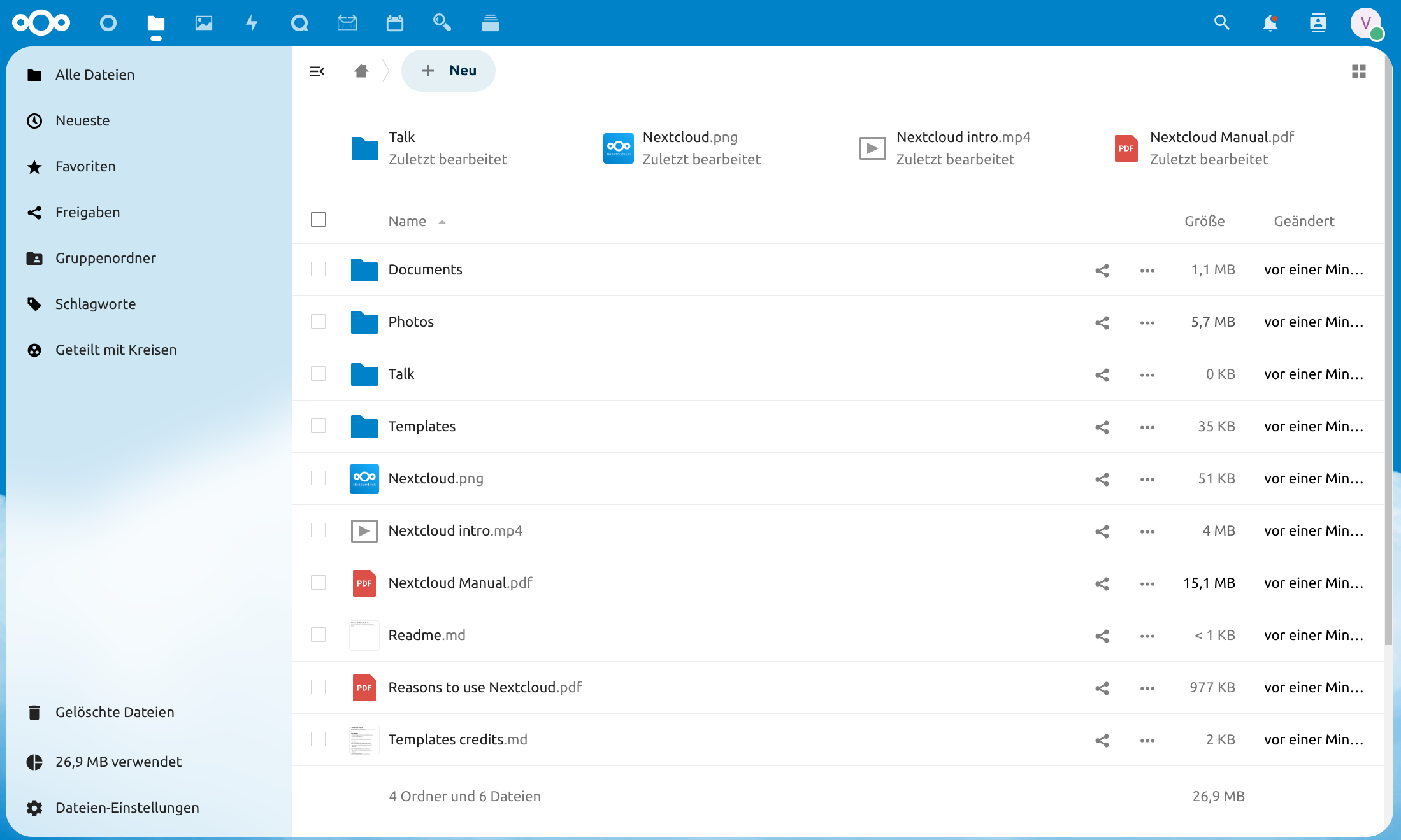 Dateimanager von Nextcloud